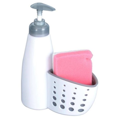 Dozownik do mydła w płynie płynu do naczyń żelu kuchenny łazienkowy z gąbką biały 370 ml Dozownik do mydła w płynie płynu do naczyń żelu kuchenny łazienkowy z gąbką biały 370 ml
