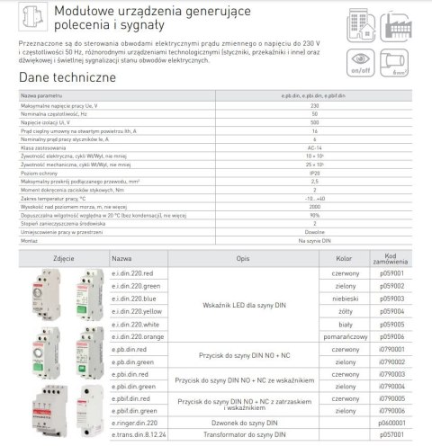 LAMPKA SYGNALIZACYJNA NA SZYNĘ DIN E.I.DIN.220 BIAŁA LAMPKA SYGNALIZACYJNA NA SZYNĘ DIN E.I.DIN.220 BIAŁA