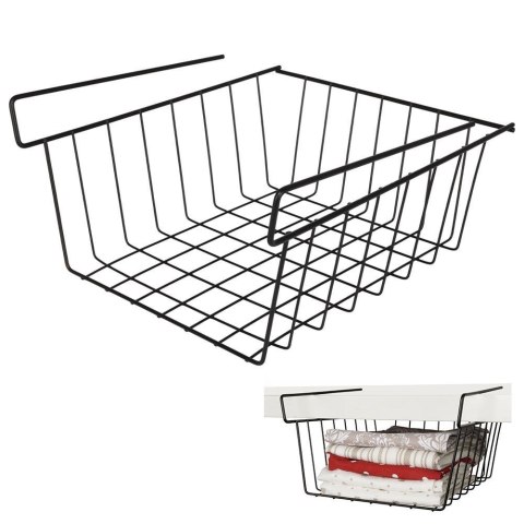 Kosz koszyk podwieszany pod półkę organizer czarny metalowy 27,5 cm Kosz koszyk podwieszany pod półkę organizer czarny metalowy 27,5 cm