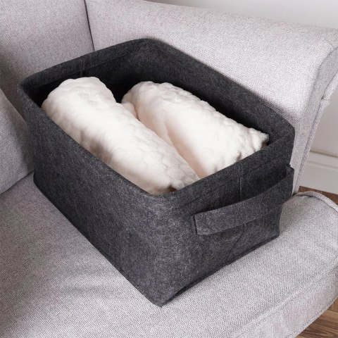 Koszyk do przechowywania filcowy składany czarny 36x27x20 cm Koszyk do przechowywania filcowy składany czarny 36x27x20 cm