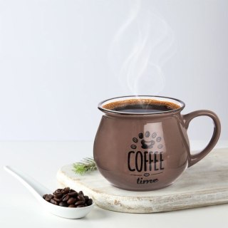Kubek ceramiczny z uchem do kawy herbaty brązowy 320 ml