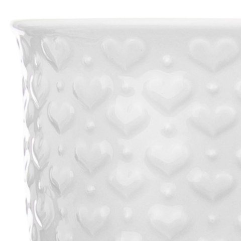 Kubek ceramiczny z uchem do picia kawy herbaty napojów serca biały 580 ml