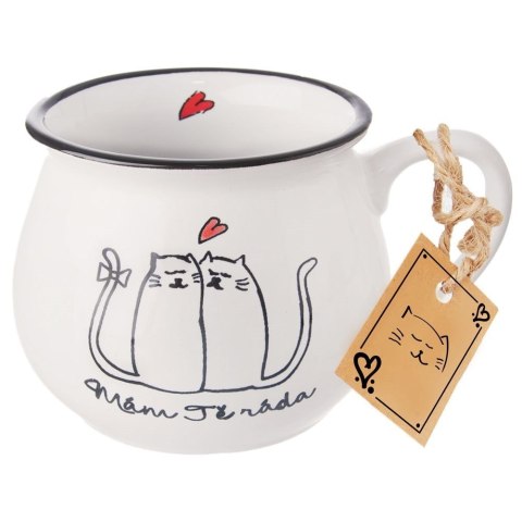 Kubek ceramiczny z uchem koty kotki do picia kawy herbaty 300 ml