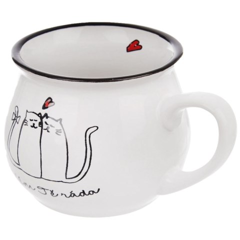 Kubek ceramiczny z uchem koty kotki do picia kawy herbaty 300 ml