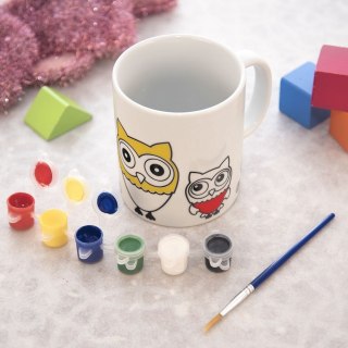 Kubek do malowania z farbkami porcelanowy sowa 330 ml