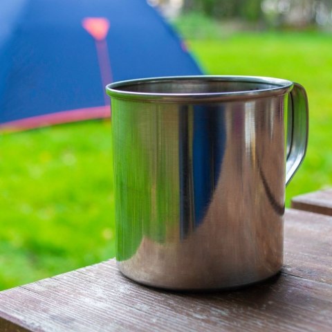Kubek garnek stalowy z uchwytem turystyczny wędkarski 10 cm 0,6 l Kubek garnek stalowy z uchwytem turystyczny wędkarski 10 cm 0,6 l