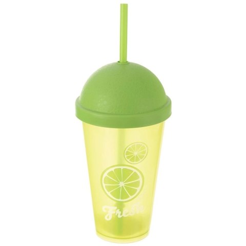 Kubek plastikowy z pokrywką i słomką 450 ml Kubek plastikowy z pokrywką i słomką 450 ml