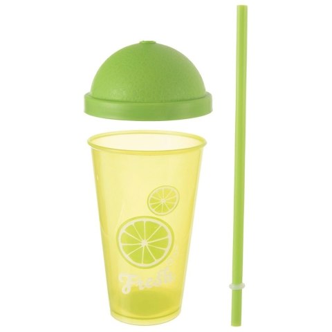Kubek plastikowy z pokrywką i słomką 450 ml Kubek plastikowy z pokrywką i słomką 450 ml