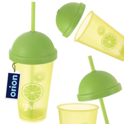 Kubek plastikowy z pokrywką i słomką 450 ml Kubek plastikowy z pokrywką i słomką 450 ml