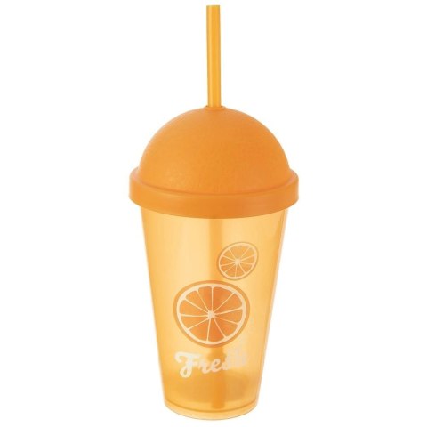Kubek plastikowy z pokrywką i słomką 450 ml Kubek plastikowy z pokrywką i słomką 450 ml