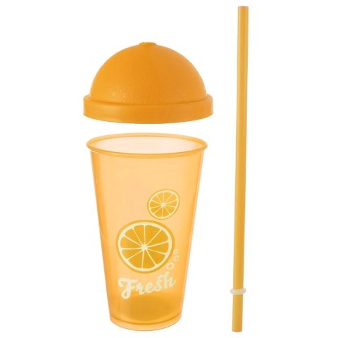 Kubek plastikowy z pokrywką i słomką 450 ml Kubek plastikowy z pokrywką i słomką 450 ml