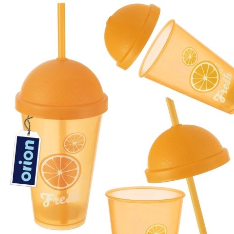 Kubek plastikowy z pokrywką i słomką 450 ml Kubek plastikowy z pokrywką i słomką 450 ml