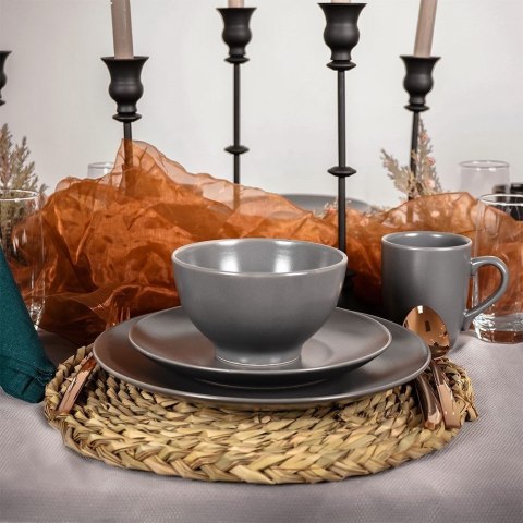 Kubek z uchem do picia kawy herbaty napojów ceramiczny szary ALFA 350 ml Kubek z uchem do picia kawy herbaty napojów ceramiczny szary ALFA 350 ml