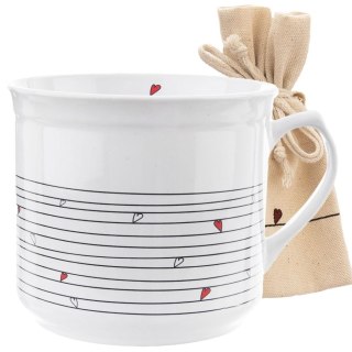 Kubek z woreczkiem ceramiczny biały SERDUSZKA 700 ml