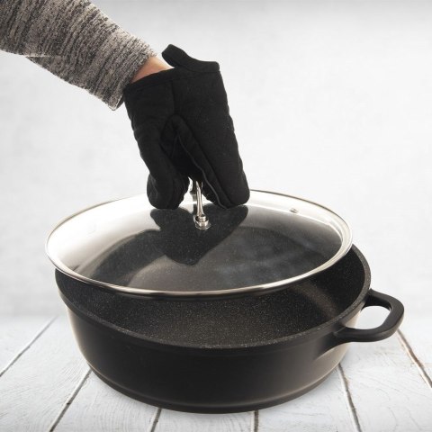 Łapka rękawica kuchenna z silikonem i magnesem bawełniana czarna Łapka rękawica kuchenna z silikonem i magnesem bawełniana czarna