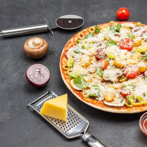 Nóż okrągły radełko do krojenia pizzy stalowy krajalnica krajacz 21 cm Nóż okrągły radełko do krojenia pizzy stalowy krajalnica krajacz 21 cm
