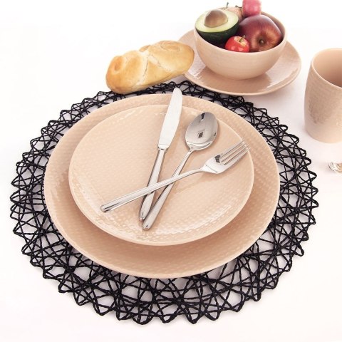 Podkładka pod talerz sztućce okrągła / mata kuchenna papierowa czarna 35 cm Podkładka pod talerz sztućce okrągła / mata kuchenna papierowa czarna 35 cm