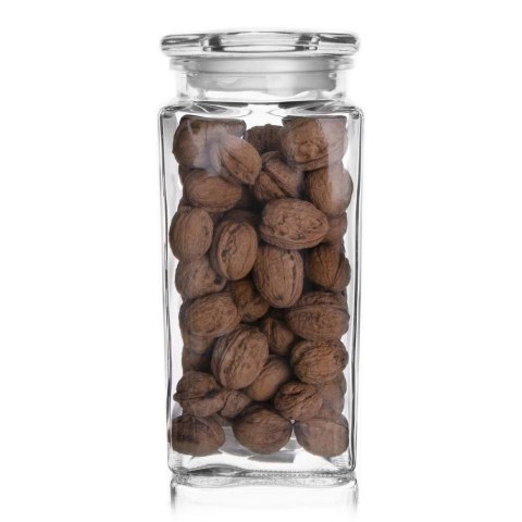 Pojemnik szklany kuchenny słój słoik kwadratowy z pokrywką 1,8 l retro Pojemnik szklany kuchenny słój słoik kwadratowy z pokrywką 1,8 l retro