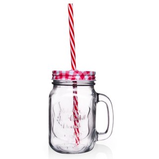 Słoik z uchem ze słomką kubek szklanka 450 ml