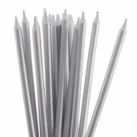 Świeczki do tortu srebrne długie 14,5 cm 12 szt. Świeczki do tortu srebrne długie 14,5 cm 12 szt.