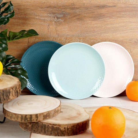 Talerz deserowy płaski płytki ceramiczny pastelowy zielony RELIEF 21 cm Talerz deserowy płaski płytki ceramiczny pastelowy zielony RELIEF 21 cm