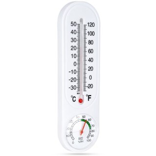 Termometr z higrometrem zewnętrzny wewnętrzny biały 23 cm