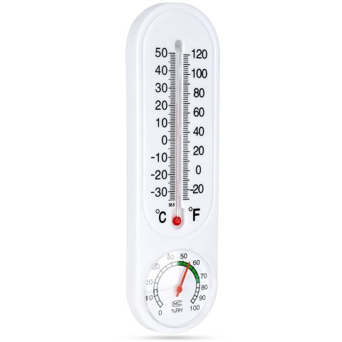 Termometr z higrometrem zewnętrzny wewnętrzny biały 23 cm Termometr z higrometrem zewnętrzny wewnętrzny biały 23 cm