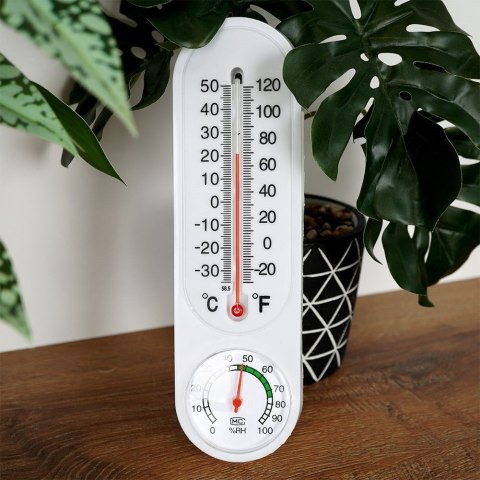 Termometr z higrometrem zewnętrzny wewnętrzny biały 23 cm Termometr z higrometrem zewnętrzny wewnętrzny biały 23 cm