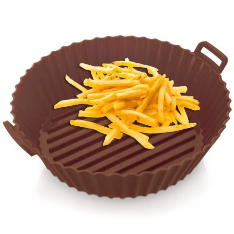 Wkład do frytkownicy Air Fryer beztłuszczowej silikonowy brązowy SILLINIE 20 cm Wkład do frytkownicy Air Fryer beztłuszczowej silikonowy brązowy SILLINIE 20 cm