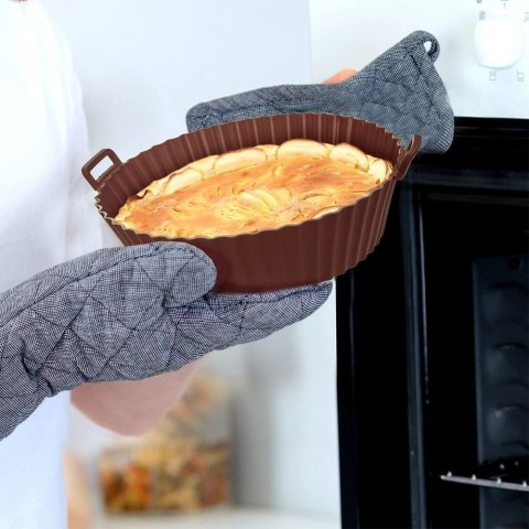 Wkład do frytkownicy Air Fryer beztłuszczowej silikonowy brązowy SILLINIE 20 cm Wkład do frytkownicy Air Fryer beztłuszczowej silikonowy brązowy SILLINIE 20 cm