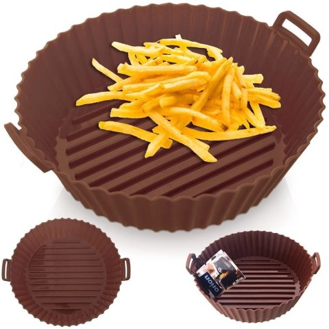 Wkład do frytkownicy Air Fryer beztłuszczowej silikonowy brązowy SILLINIE 20 cm Wkład do frytkownicy Air Fryer beztłuszczowej silikonowy brązowy SILLINIE 20 cm