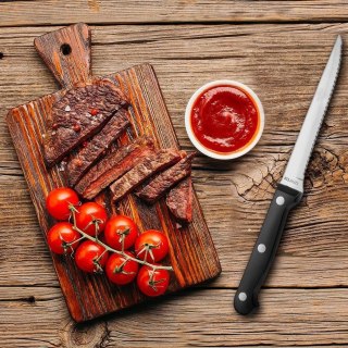 Ząbkowane noże do steków pizzy grilla burgerów nóż z ząbkami zestaw komplet noży 6 sztuk