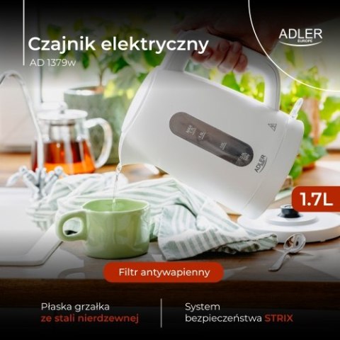 Czajnik elektryczny 1,7 L | STRIX | Płaska grzałka | Automatyczne wyłączanie | biały