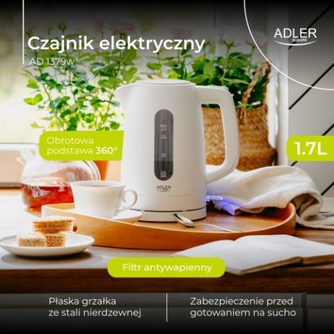 Czajnik elektryczny 1,7 L | STRIX | Płaska grzałka | Automatyczne wyłączanie | biały