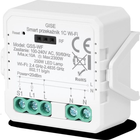 GISE Smart Pojedynczy moduł przekaźnikowy WiFi | Tuya | GSS-WF GISE