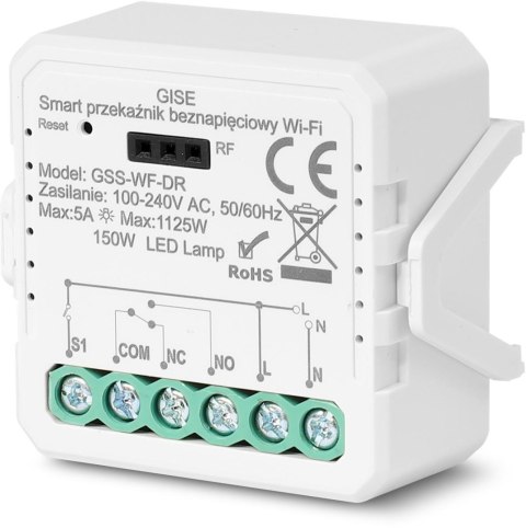 GISE Smart Pojedynczy moduł przekaźnikowy bezpotencjałowy WiFi | Tuya | GSS-WF-DR GISE