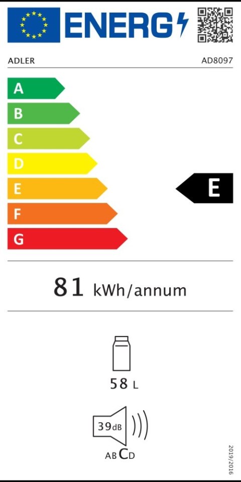 Wolnostojąca lodówka podblatowa 58L| Metalowe drzwi | Regulacja chłodzenia | Agregatowa | Biała Wolnostojąca lodówka podblatowa 58L| Metalowe drzwi | Regulacja chłodzenia | Agregatowa | Biała