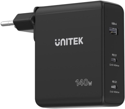 Unitek ładowarka GaN 3 porty 140W UNITEK