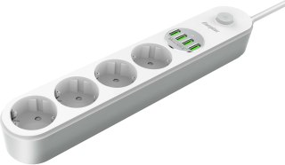 LISTWA ZASILAJĄCA Z WYŁĄCZNIKIEM Energizer 4x SCHUKO 4x USB-A 2500W 10A KABEL 2M ENERGIZER