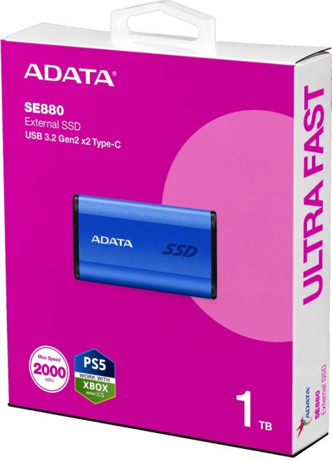 Dysk zewnętrzny SSD Adata SE880 1TB USB3.2A/C Gen2x2 Niebieski ADATA