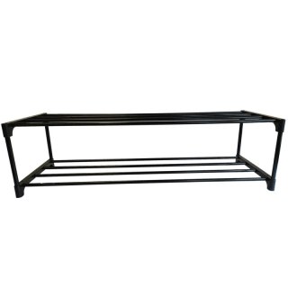 Szafka na buty półka regał stojak na obuwie 75x28x21 2-TIER BLACK PLASTIC+METAL