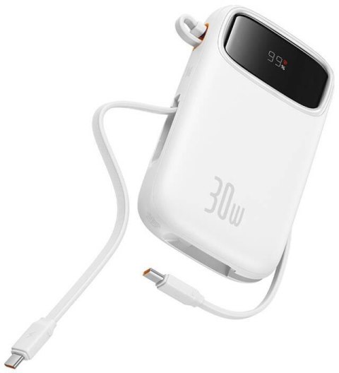 Powerbank Baseus QPow 2 10000mAh 30W z 2 wbudowanymi kablami USB-C - biały BASEUS