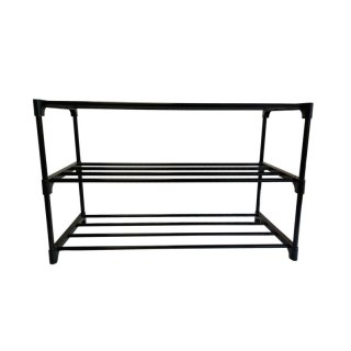 Szafka na buty półka regał stojak na obuwie 60x28x38 3-TIER BLACK PLASTIC+METAL