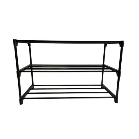 Szafka na buty półka regał stojak na obuwie 60x28x38 3-TIER BLACK PLASTIC+METAL