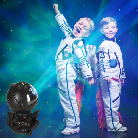 Lampka nocna dla dzieci projektor gwiazd astronauta z gitarą na pilot czarna Lampka nocna dla dzieci projektor gwiazd astronauta z gitarą na pilot czarna