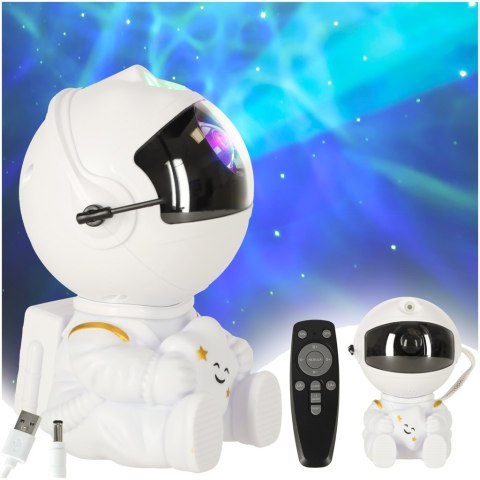 Lampka nocna dla dzieci projektor gwiazd astronauta z gwiazdką na pilot biała Lampka nocna dla dzieci projektor gwiazd astronauta z gwiazdką na pilot biała