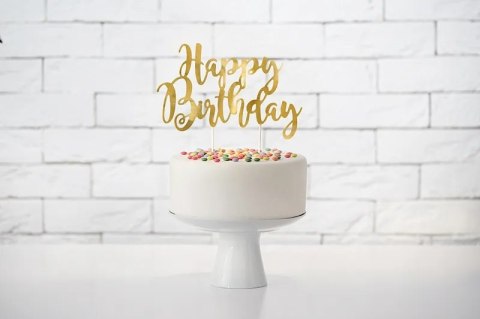 Topper na tort urodziny Happy Birthday złoty 22,5cm Topper na tort urodziny Happy Birthday złoty 22,5cm