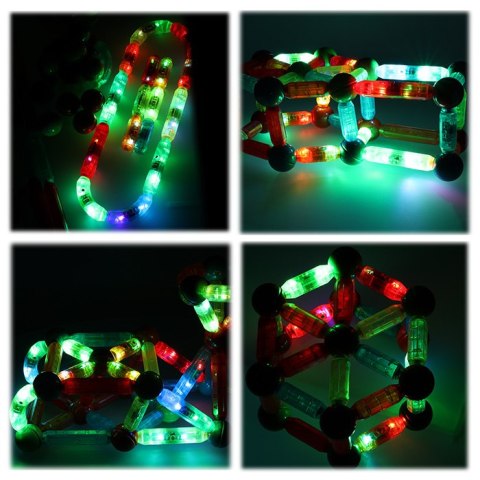 Klocki magnetyczne LED magnetic sticks duże patyczki świecące dla małych dzieci 76 elementów Klocki magnetyczne LED magnetic sticks duże patyczki świecące dla małych dzieci 76 elementów