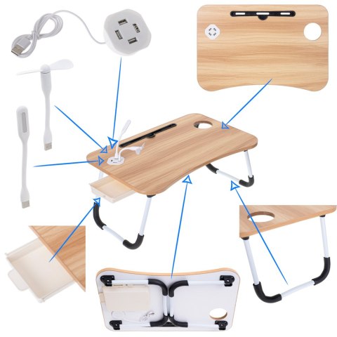 Stolik pod laptopa składany do łóżka podstawka śniadaniowa USB Stolik pod laptopa składany do łóżka podstawka śniadaniowa USB
