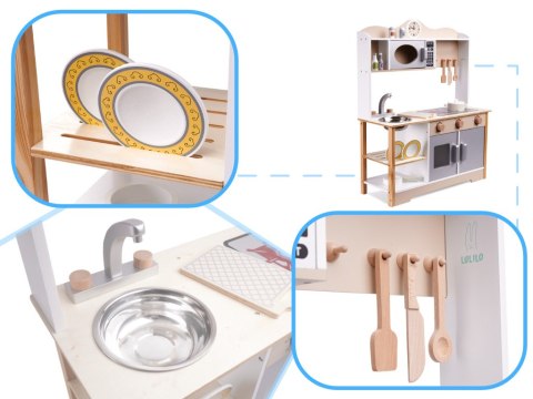 Kuchnia dla dzieci drewniana MDF KUKETO akcesoria 85cm LULILO Kuchnia dla dzieci drewniana MDF KUKETO akcesoria 85cm LULILO